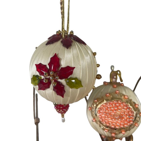 Vintage Satin and Beaded Handmade Ornaments Set of 5 - Picture 5 of 7